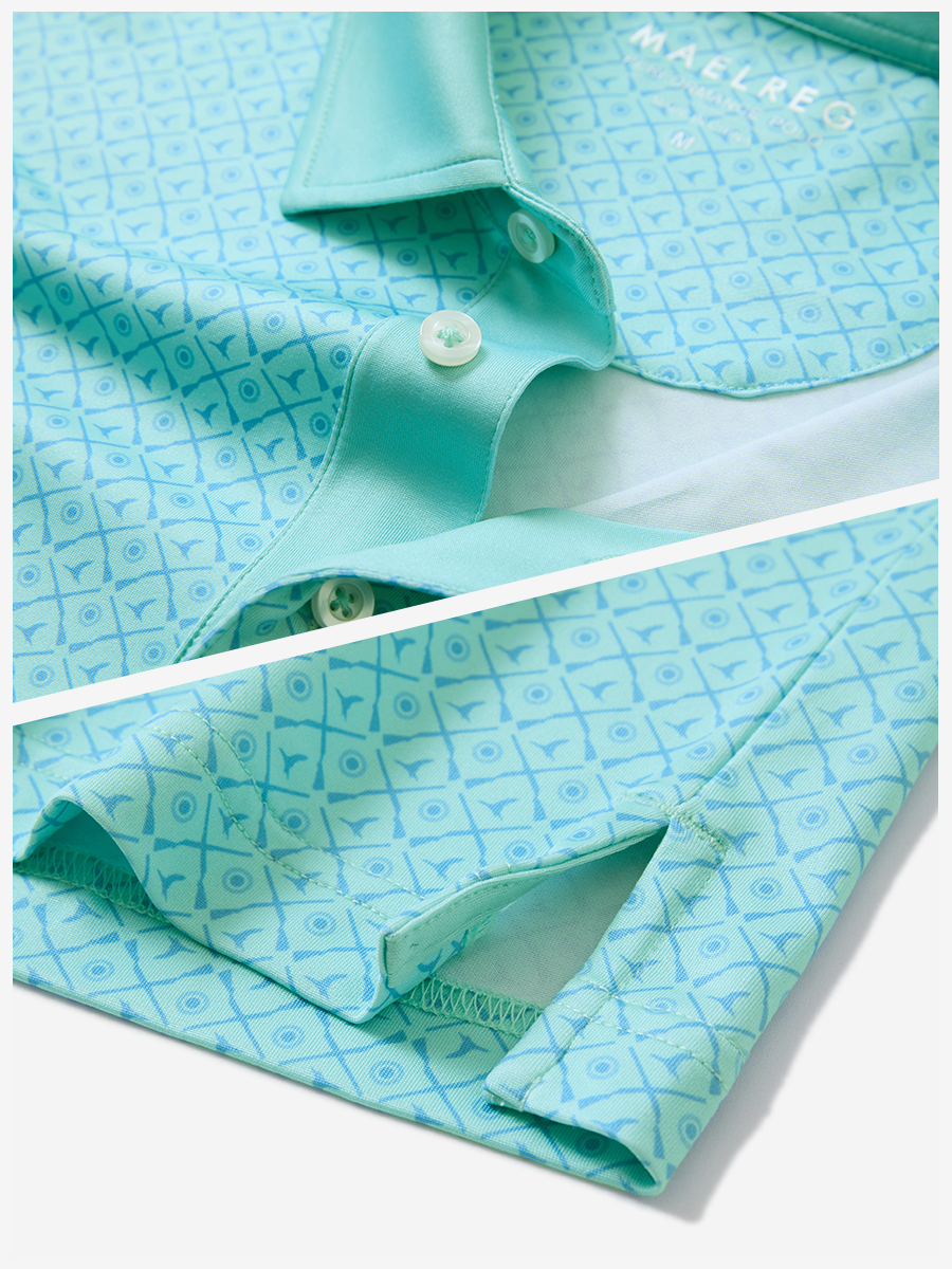Lightweight Stretch Upgraded Print Golf Polo Shirts