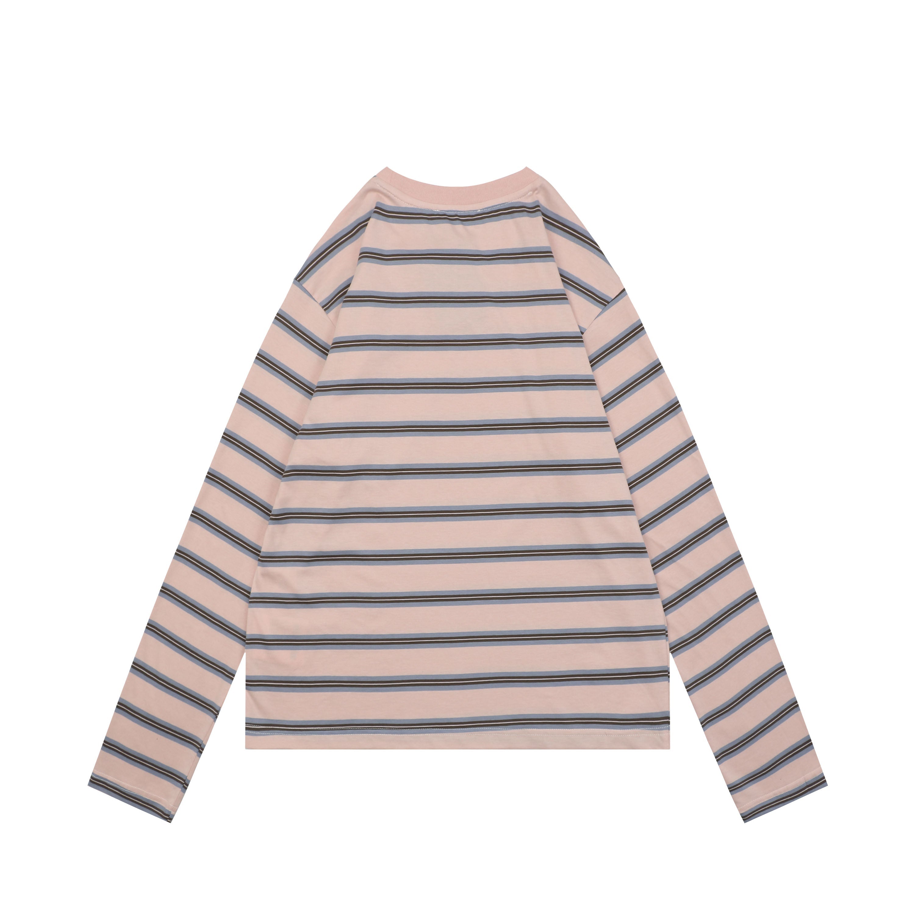 Prada Light Pink Stripe Pocket Label Long Sleeve Tee