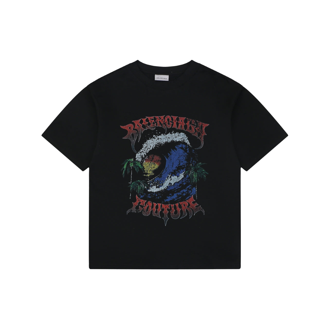Balenciaga Couture Sunset Wave Print Short Sleeve Tee