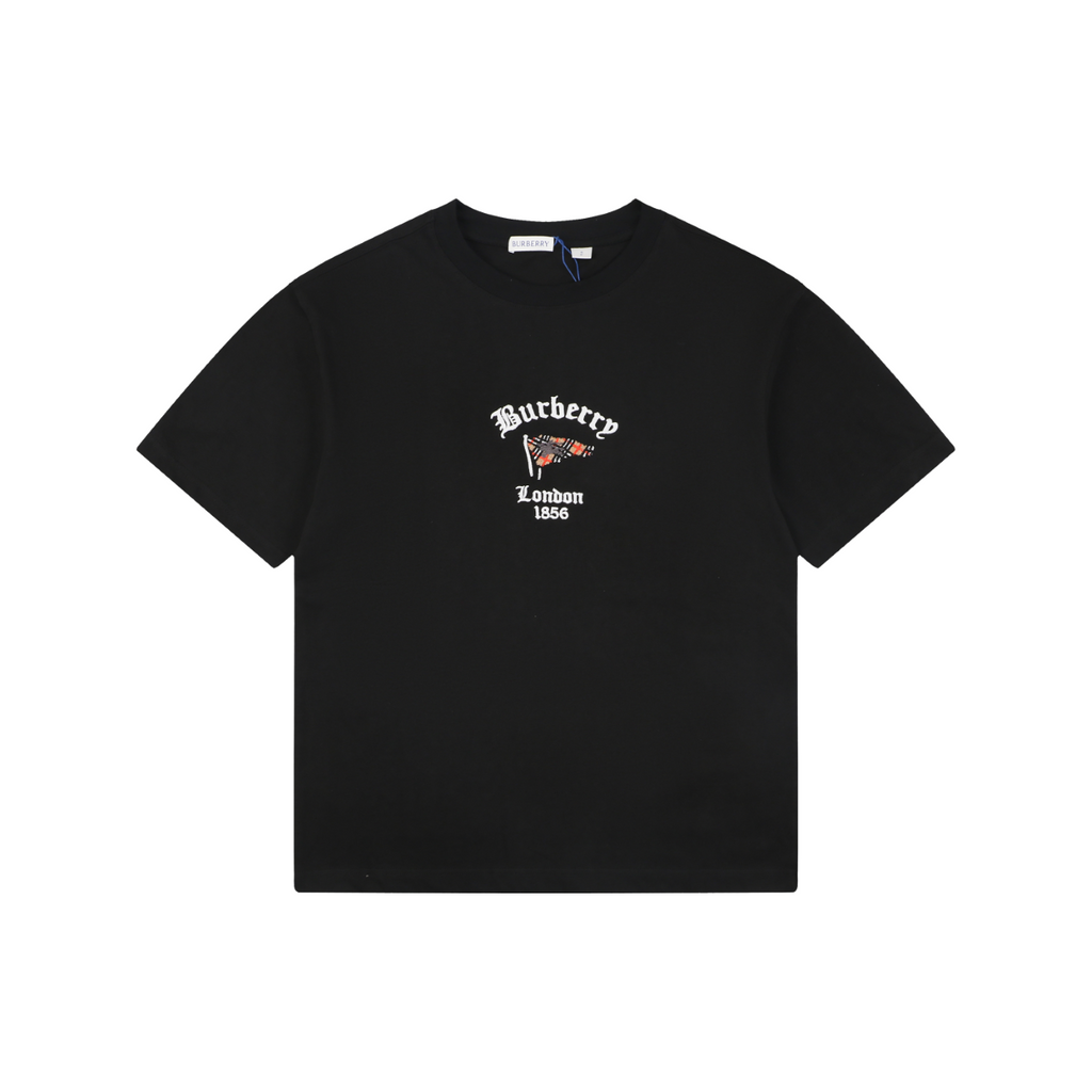 Burberry Check Flag Embroidered Short Sleeve Tee
