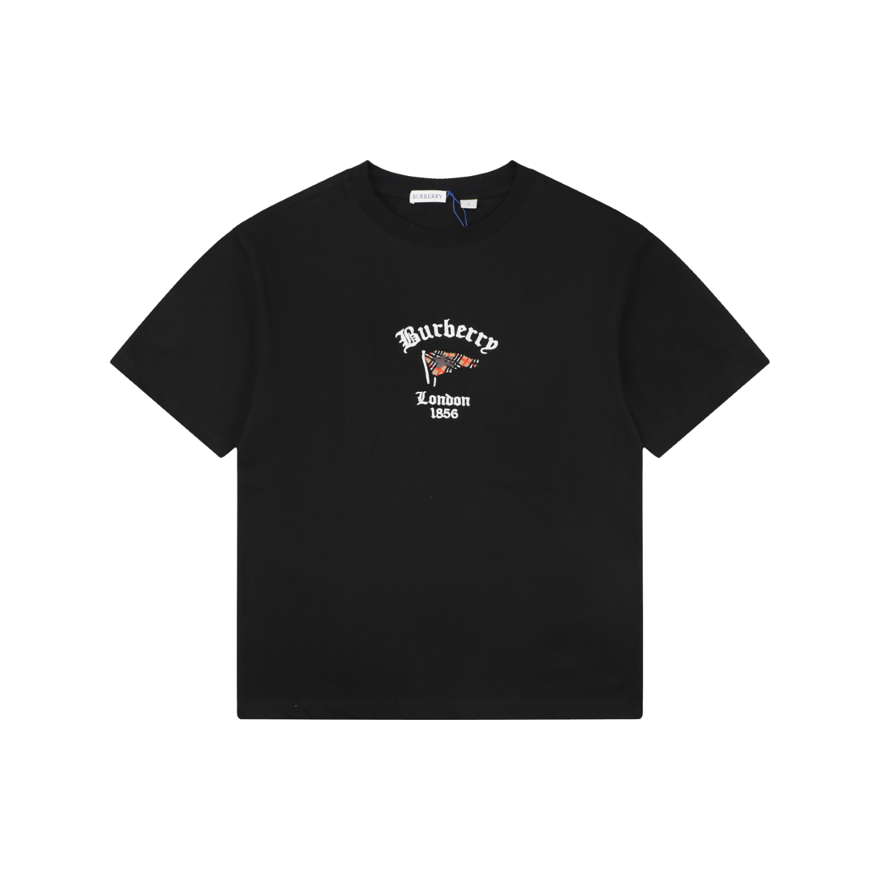 Burberry Check Flag Embroidered Short Sleeve Tee
