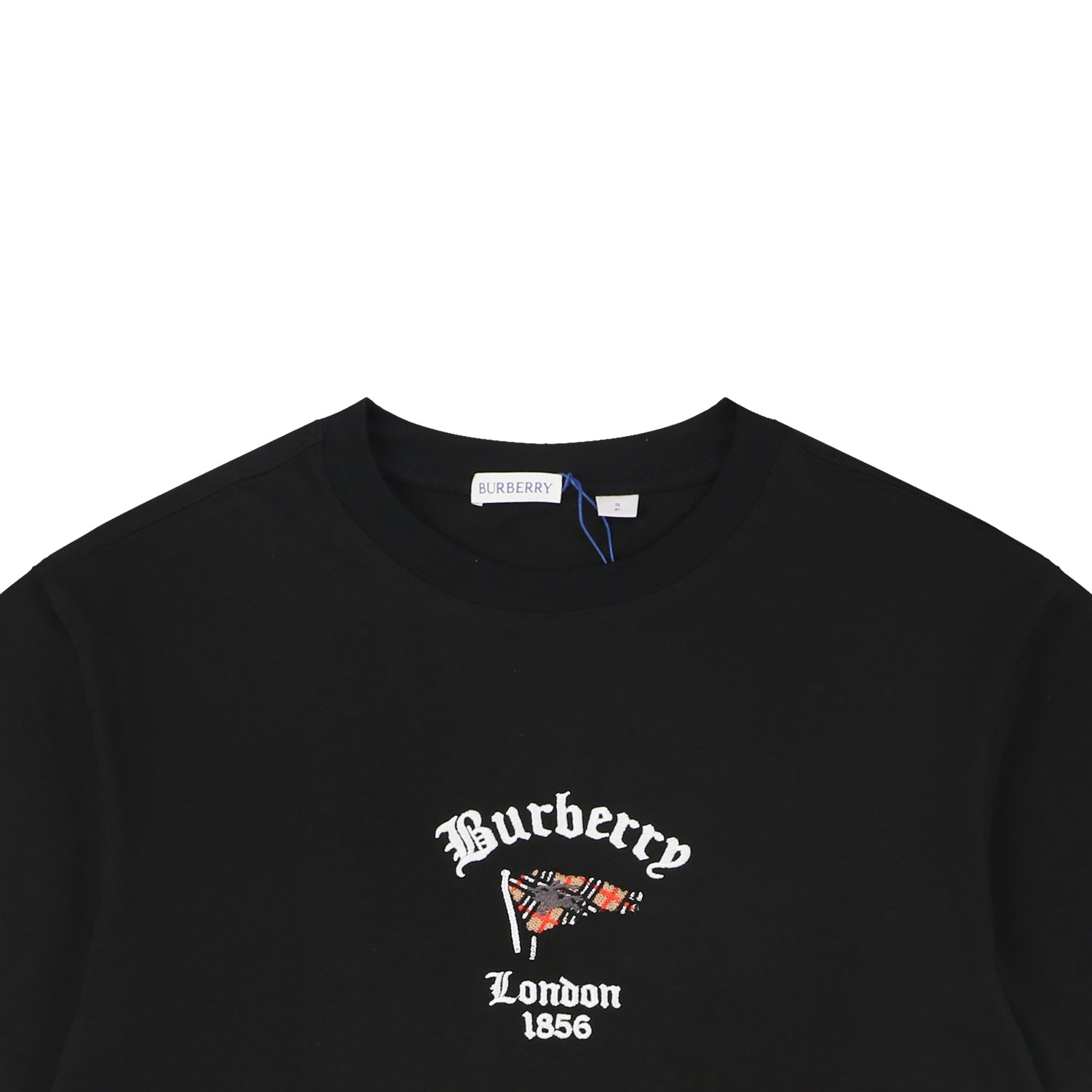 Burberry Check Flag Embroidered Short Sleeve Tee
