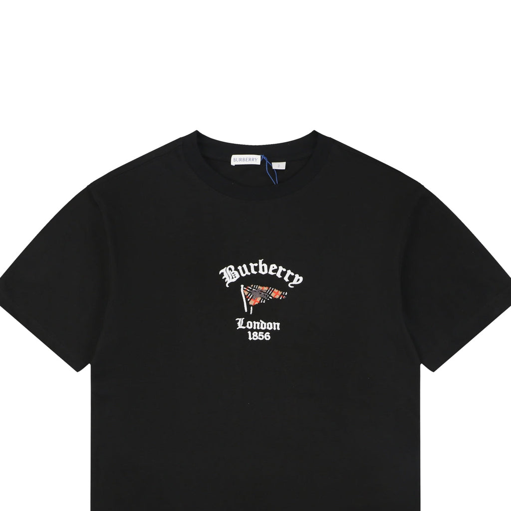 Burberry Check Flag Embroidered Short Sleeve Tee