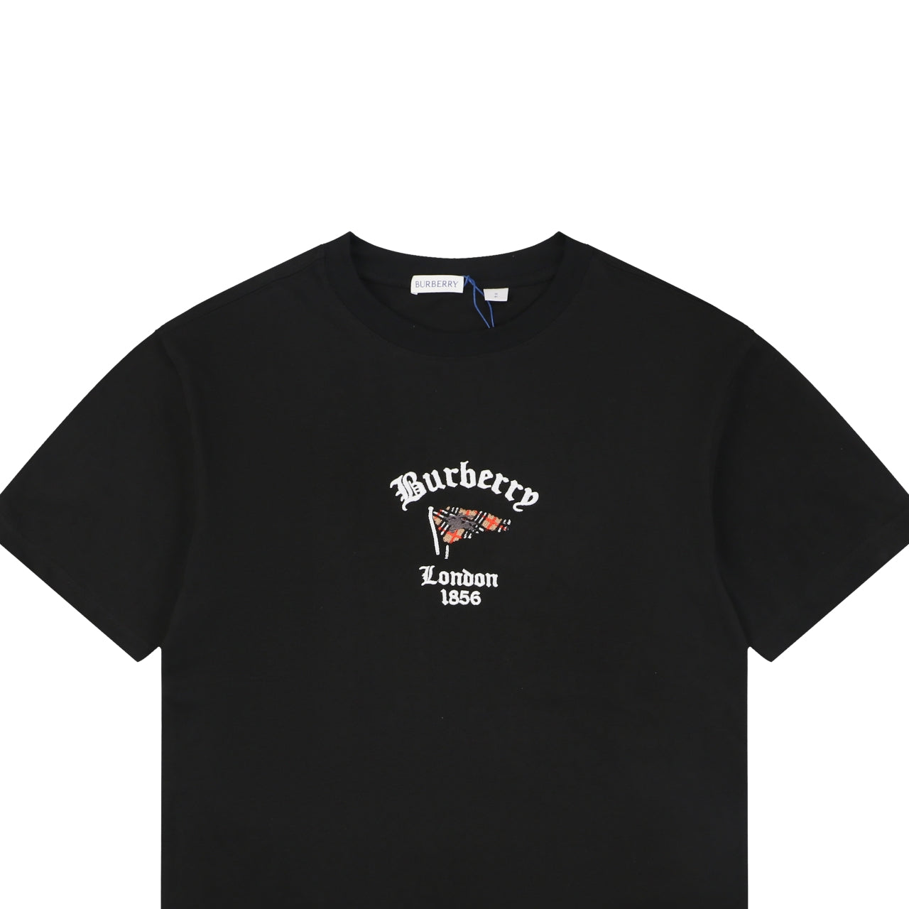 Burberry Check Flag Embroidered Short Sleeve Tee