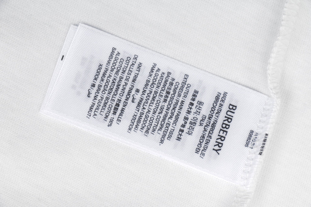 Burberry Check Flag Embroidered Short Sleeve Tee - White