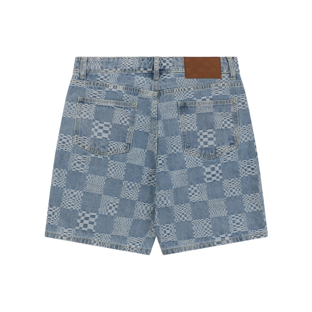 Louis Vuitton Light Blue Checkerboard Denim Shorts