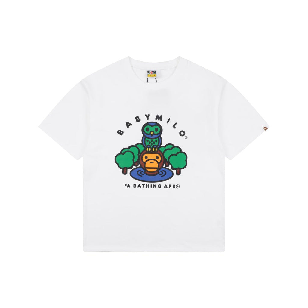Bape Owl Baby Milo Print Short Sleeve Tee - White