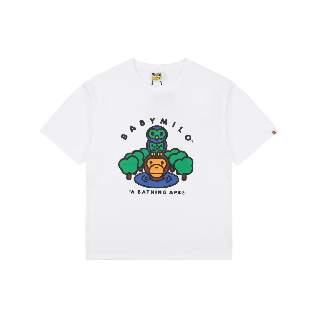 Bape Owl Baby Milo Print Short Sleeve Tee - White