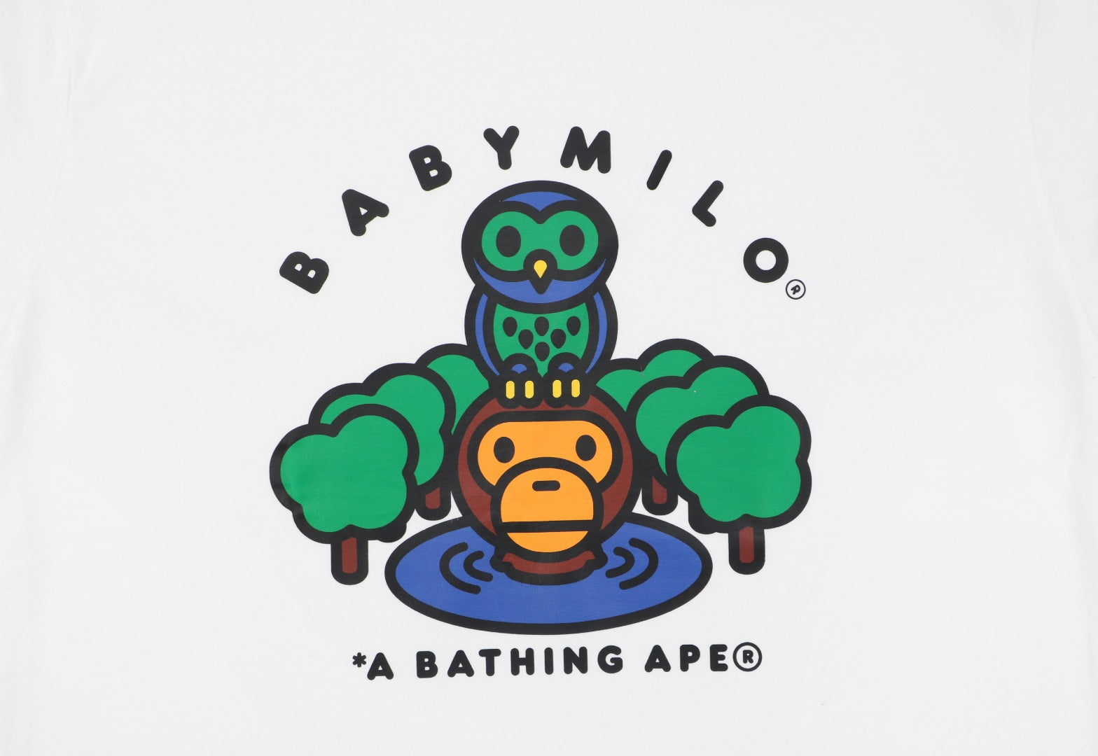 Bape Owl Baby Milo Print Short Sleeve Tee - White