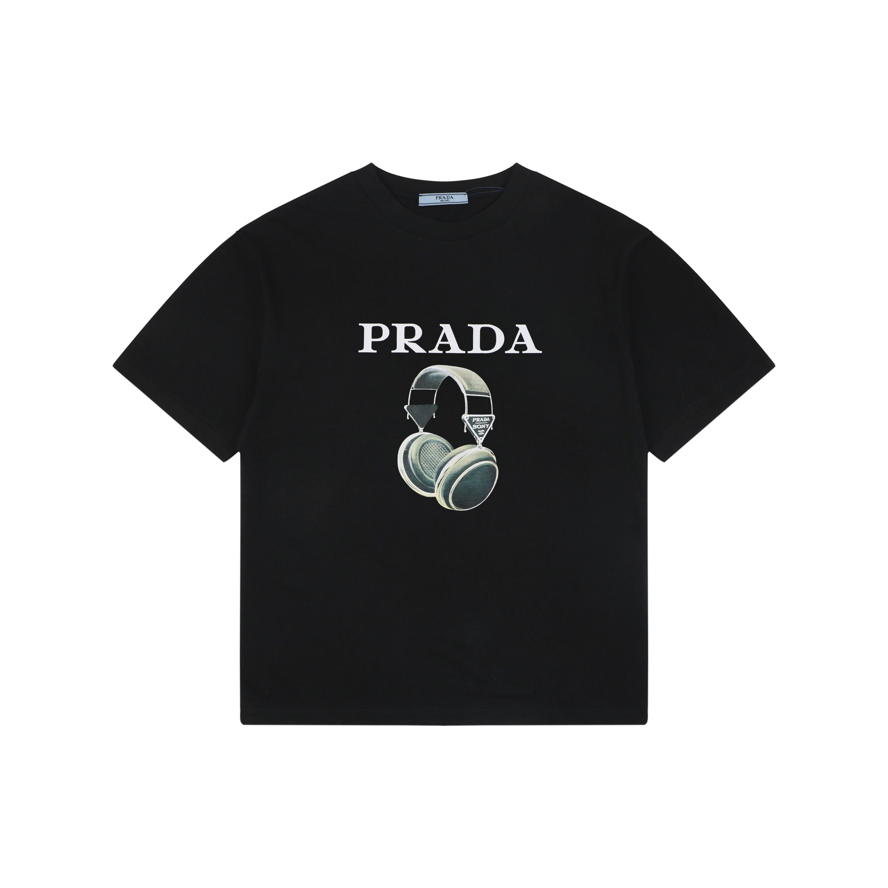 Prada Headphone Print Short Sleeve Tee