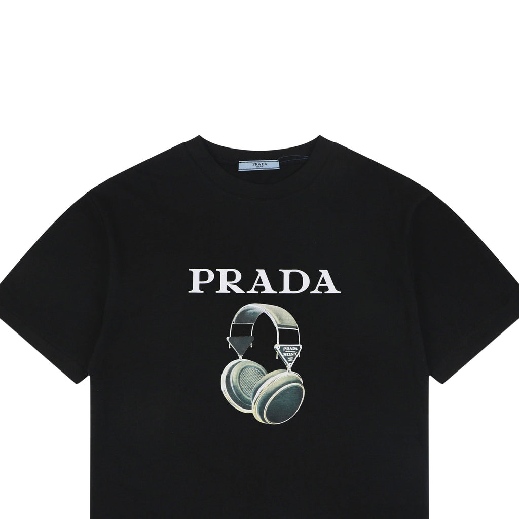 Prada Headphone Print Short Sleeve Tee
