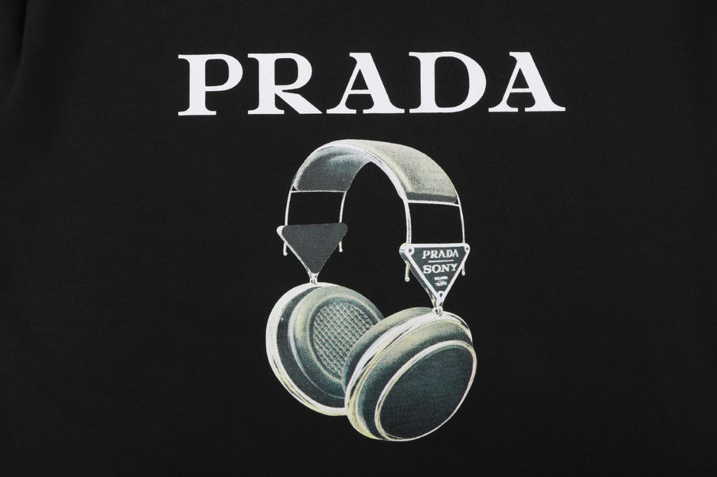 Prada Headphone Print Short Sleeve Tee