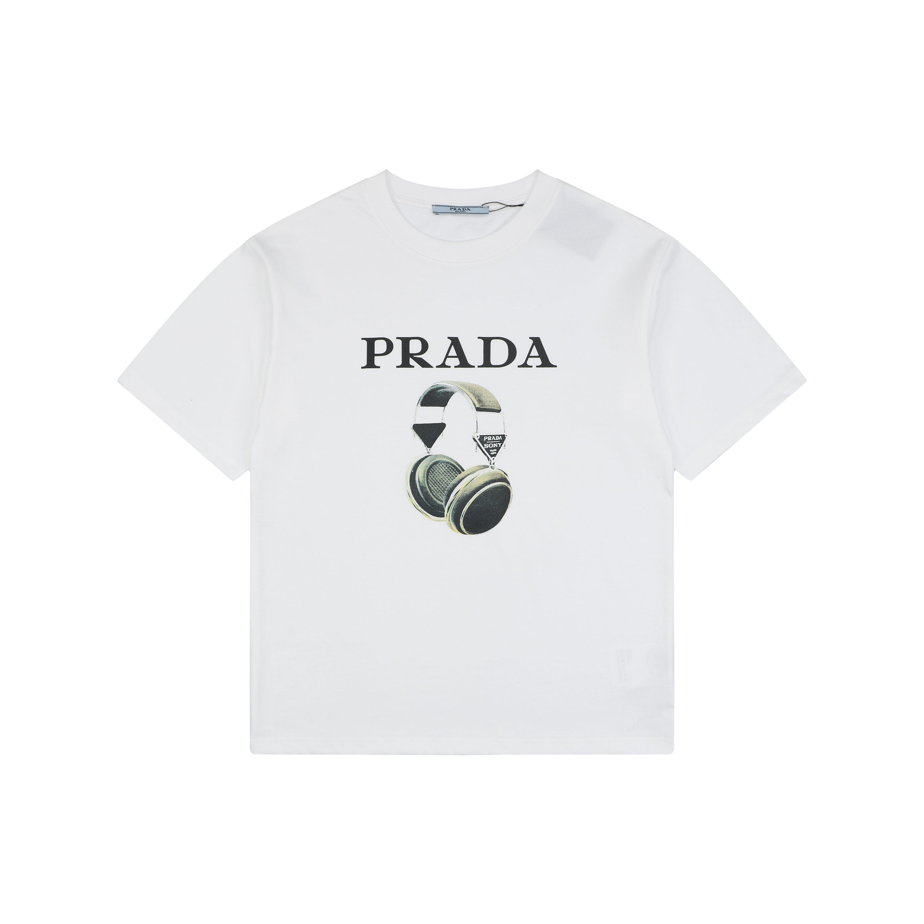 Prada Headphone Print Short Sleeve Tee - White