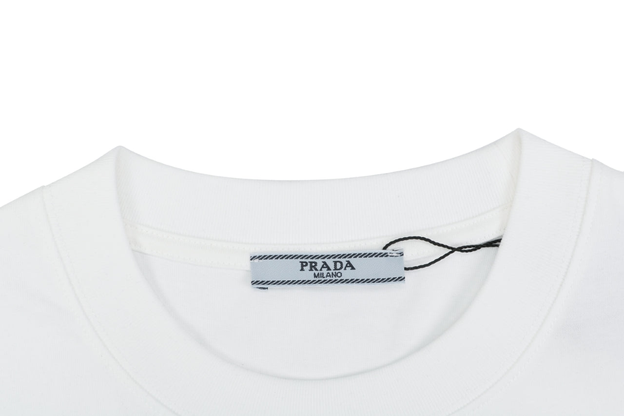 Prada Headphone Print Short Sleeve Tee - White