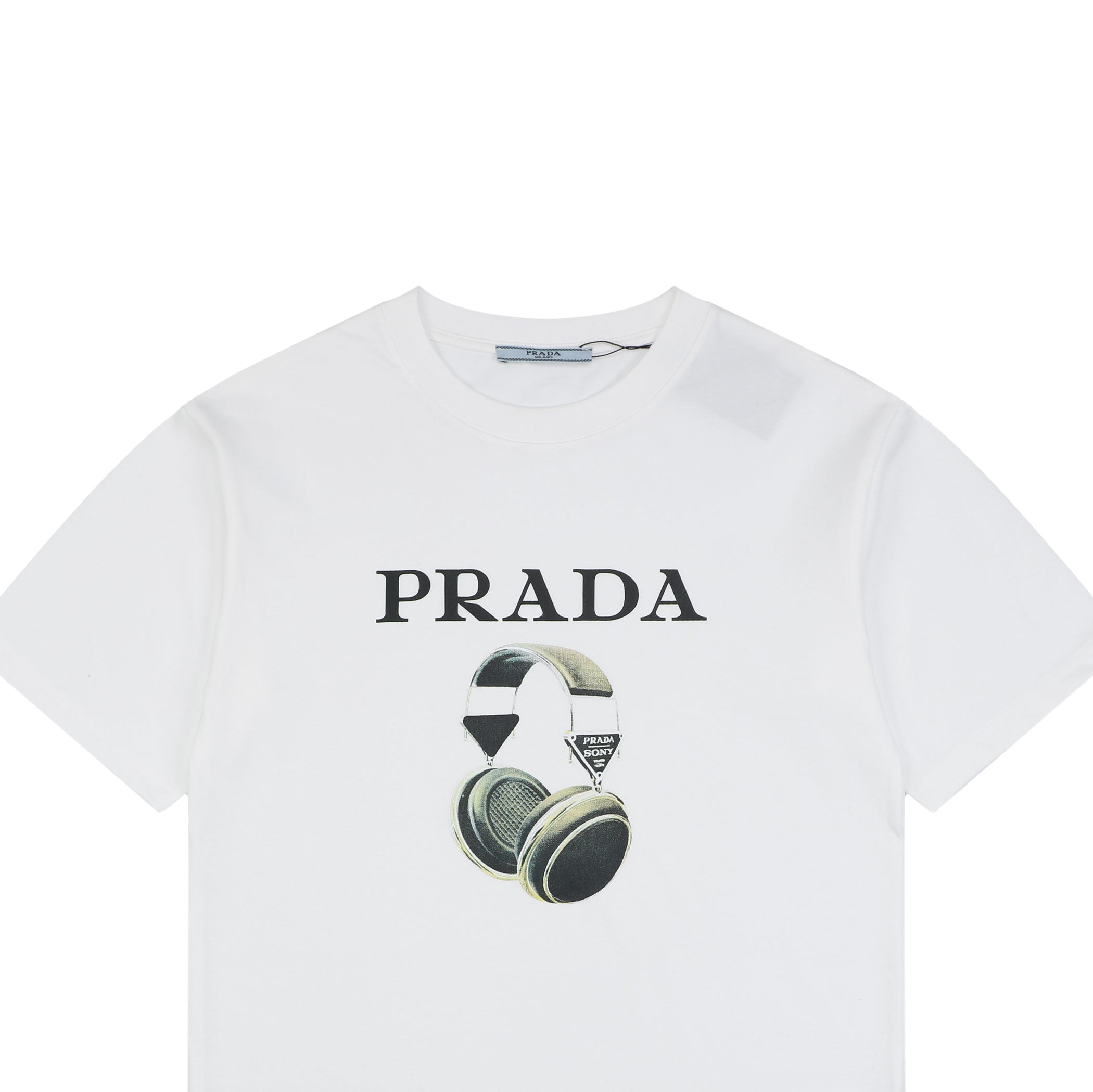 Prada Headphone Print Short Sleeve Tee - White