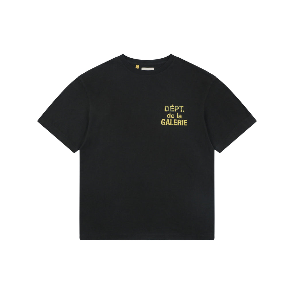 Gallery Dept. Front & Back Distressed Yellow French Print Short Sleeve Tee