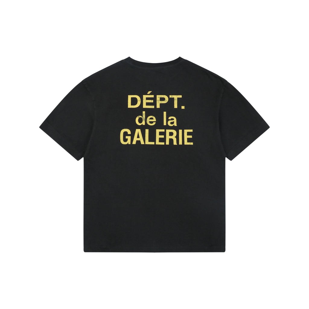 Gallery Dept. Front & Back Distressed Yellow French Print Short Sleeve Tee