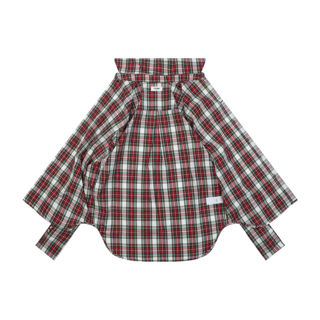 Celine Red & White Plaid Long Sleeve Shirt