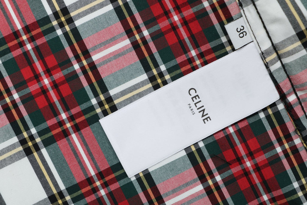 Celine Red & White Plaid Long Sleeve Shirt