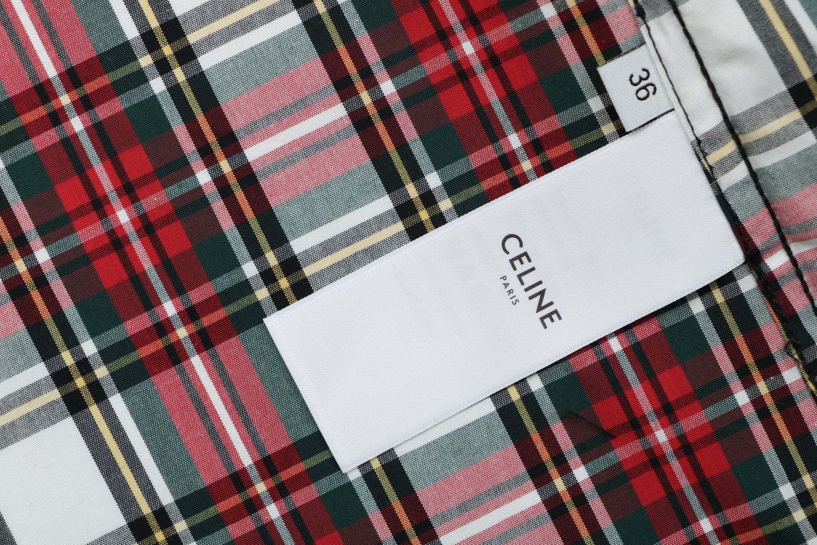 Celine Red & White Plaid Long Sleeve Shirt