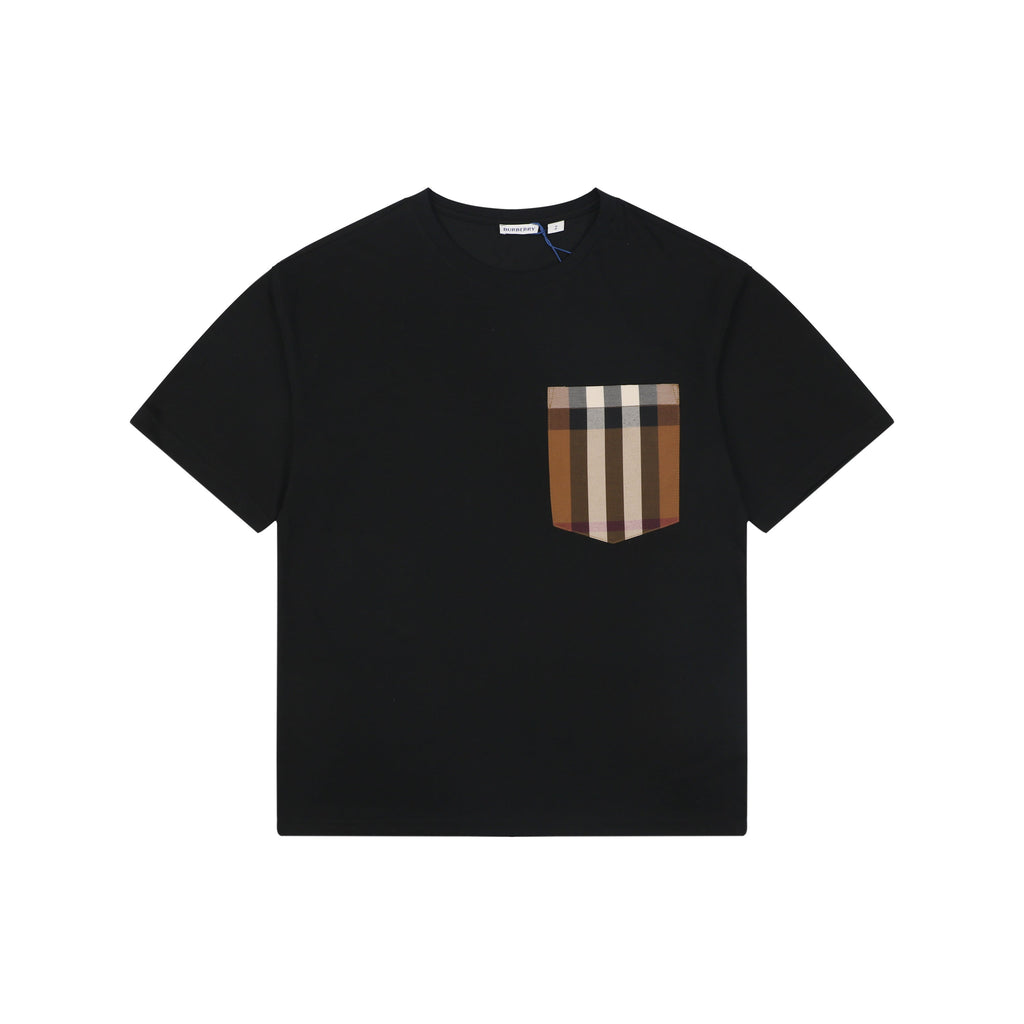 Burberry Black Large Check Pocket Short Sleeve Tee