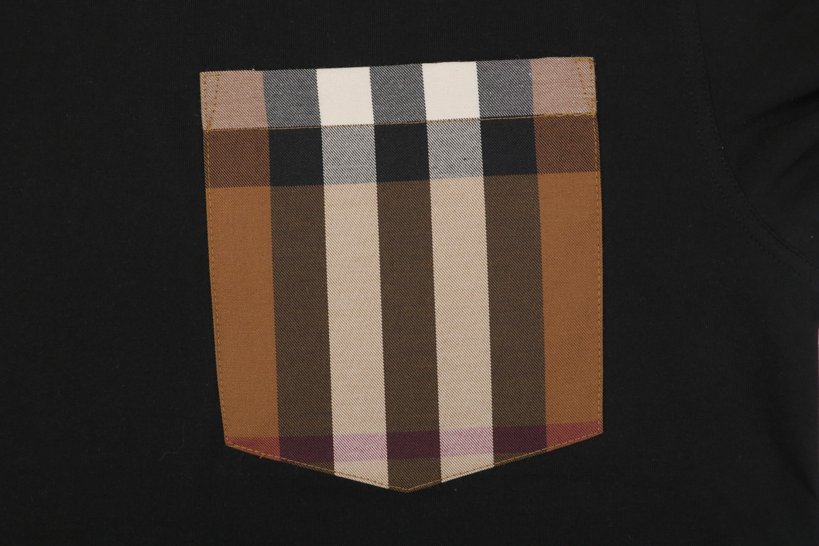 Burberry Black Large Check Pocket Short Sleeve Tee