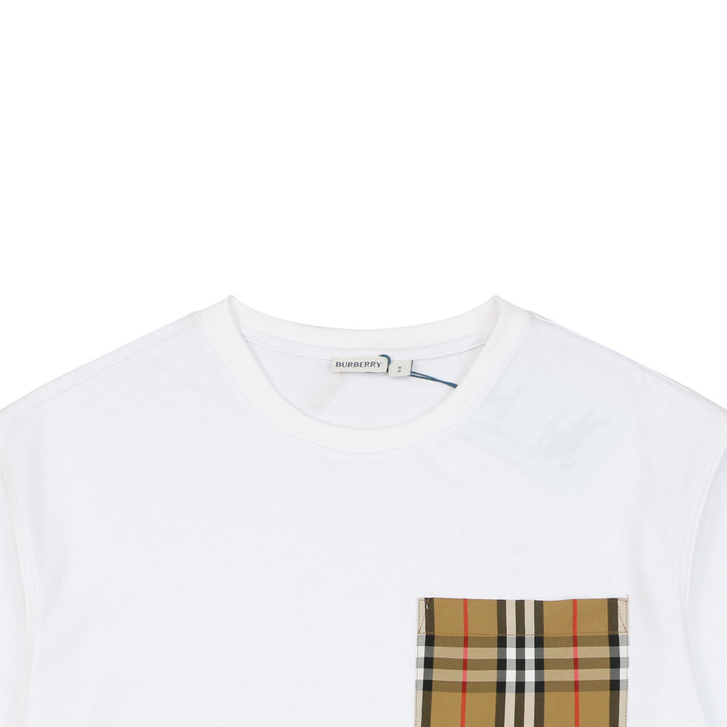 Burberry White Large Check Pocket Short Sleeve Tee