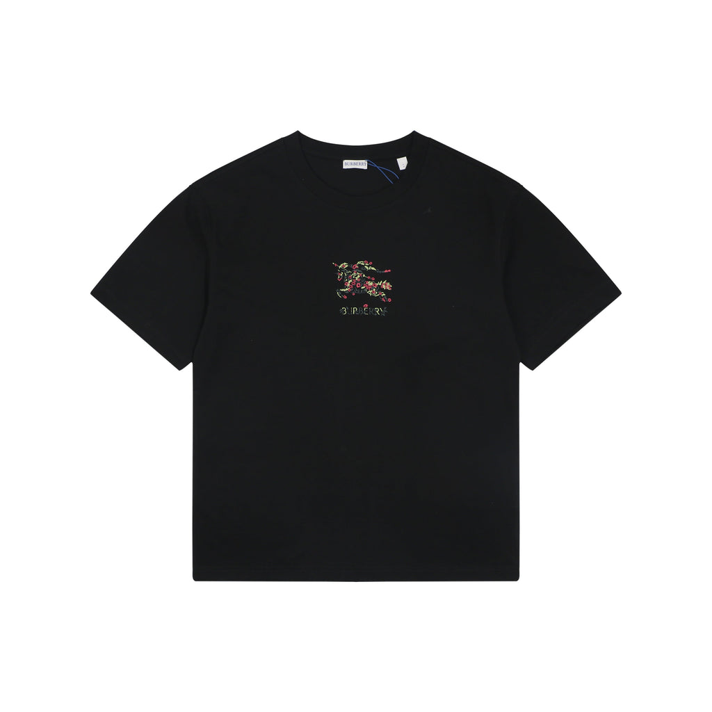 Burberry Rose & Equestrian Knight Embroidered Short Sleeve Tee
