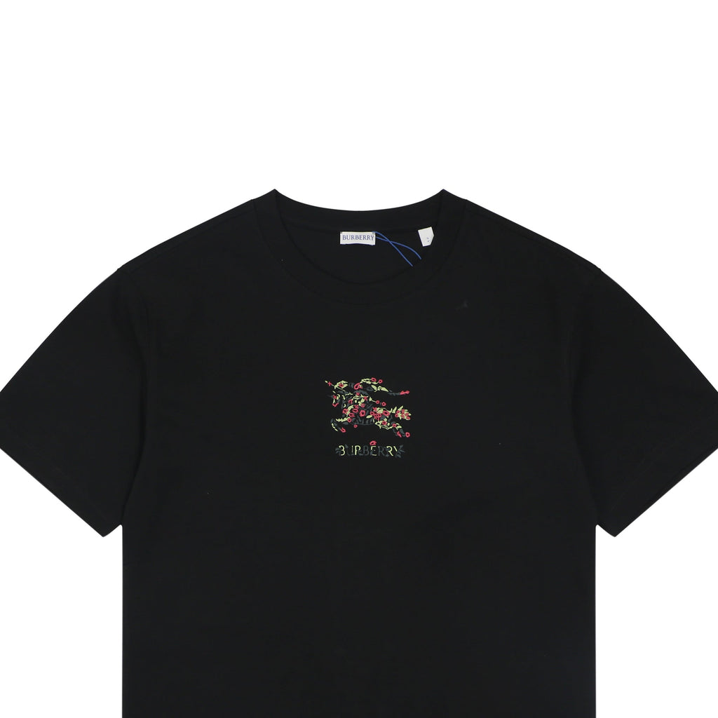 Burberry Rose & Equestrian Knight Embroidered Short Sleeve Tee
