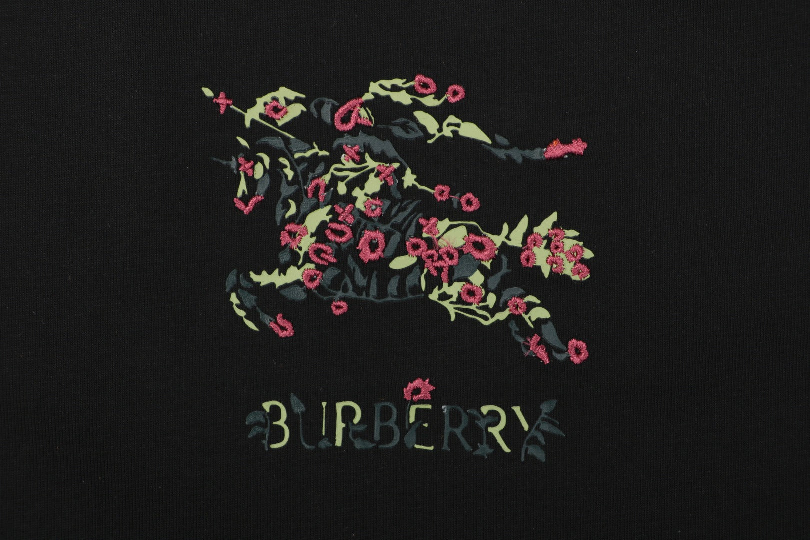 Burberry Rose & Equestrian Knight Embroidered Short Sleeve Tee