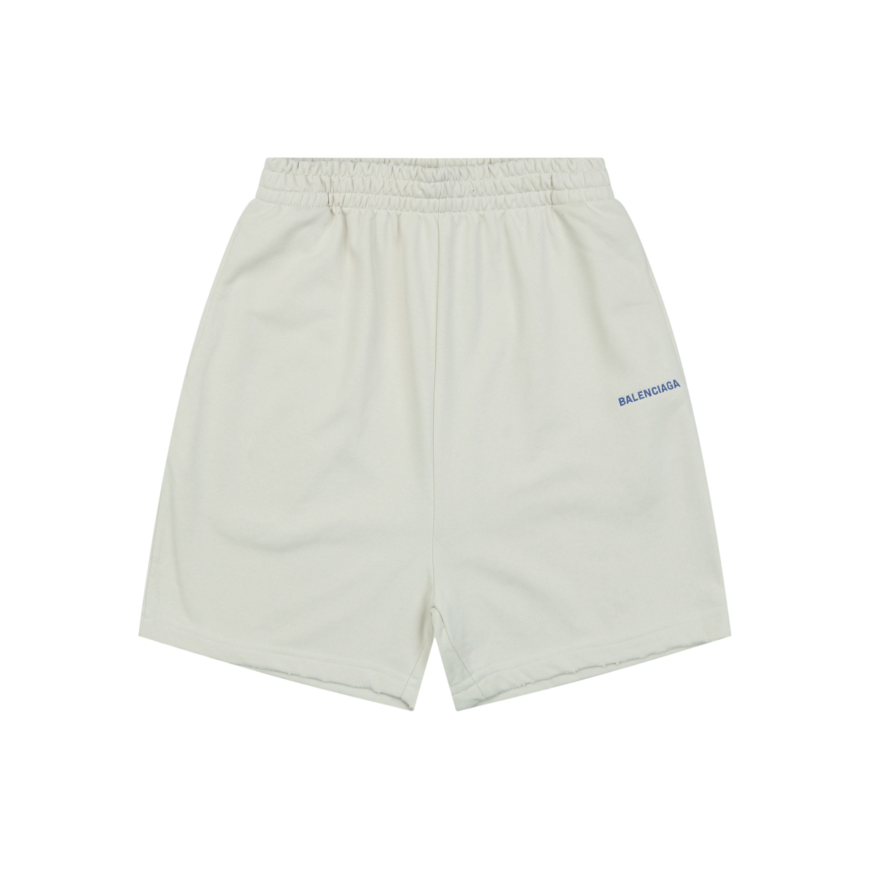 Balenciaga Small Logo Paris Lettering Embroidered Shorts — Cream
