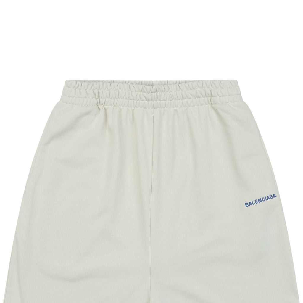 Balenciaga Small Logo Paris Lettering Embroidered Shorts — Cream