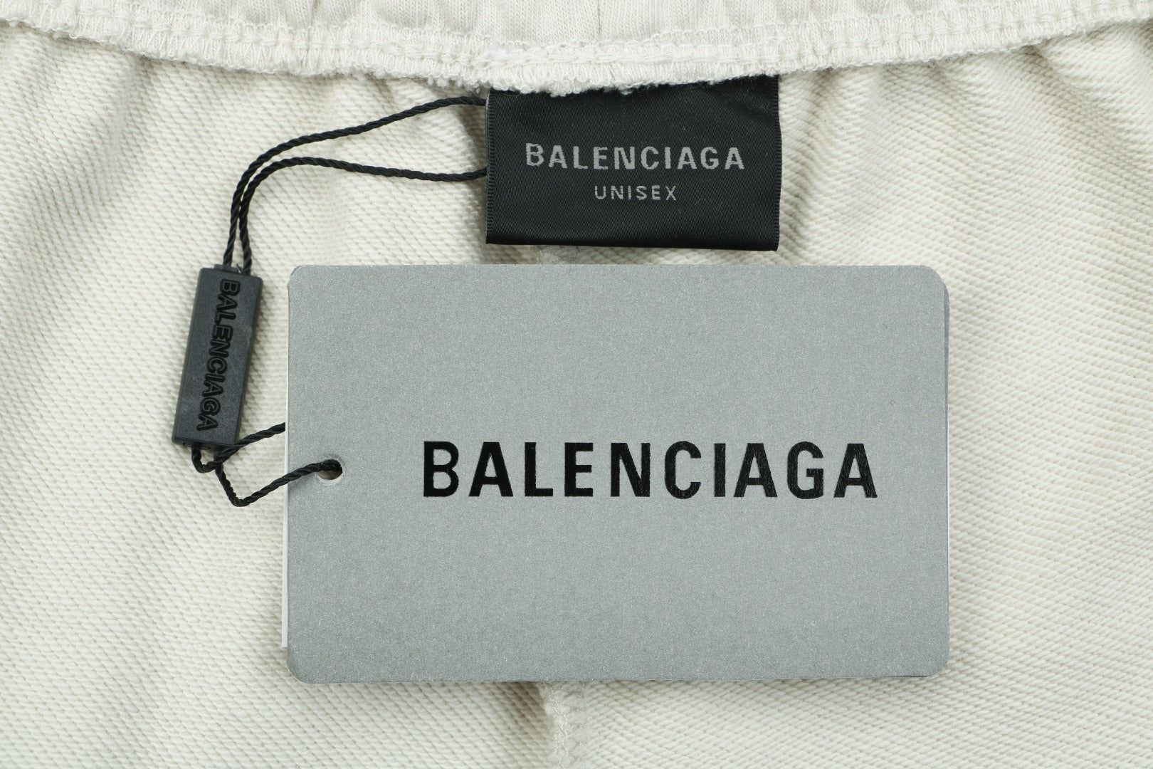 Balenciaga Small Logo Paris Lettering Embroidered Shorts — Cream