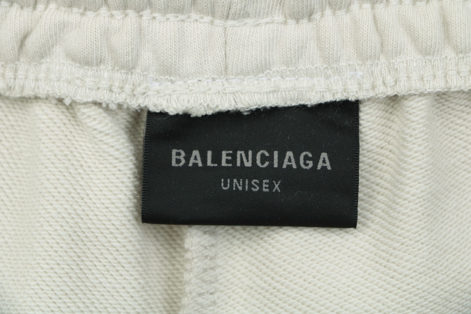 Balenciaga Small Logo Paris Lettering Embroidered Shorts — Cream