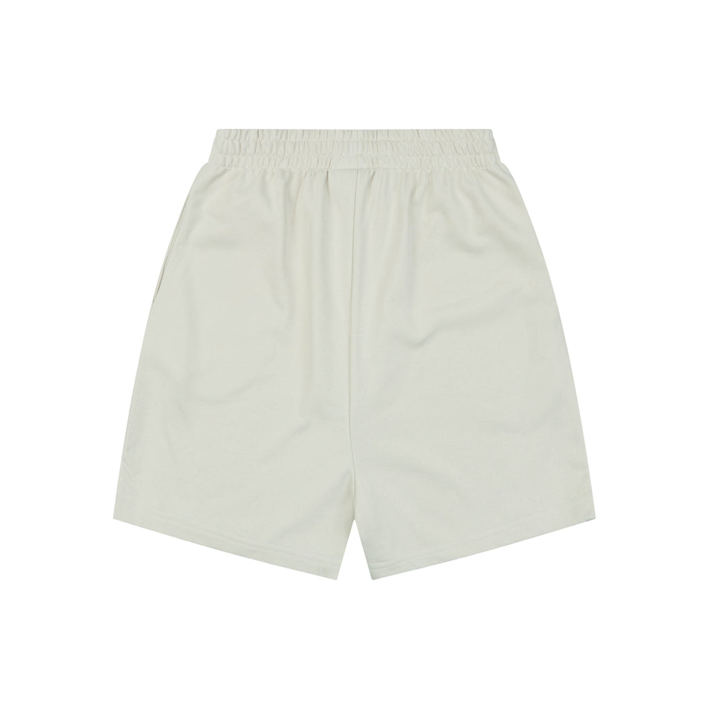 Balenciaga Small Logo Paris Lettering Embroidered Shorts — Cream