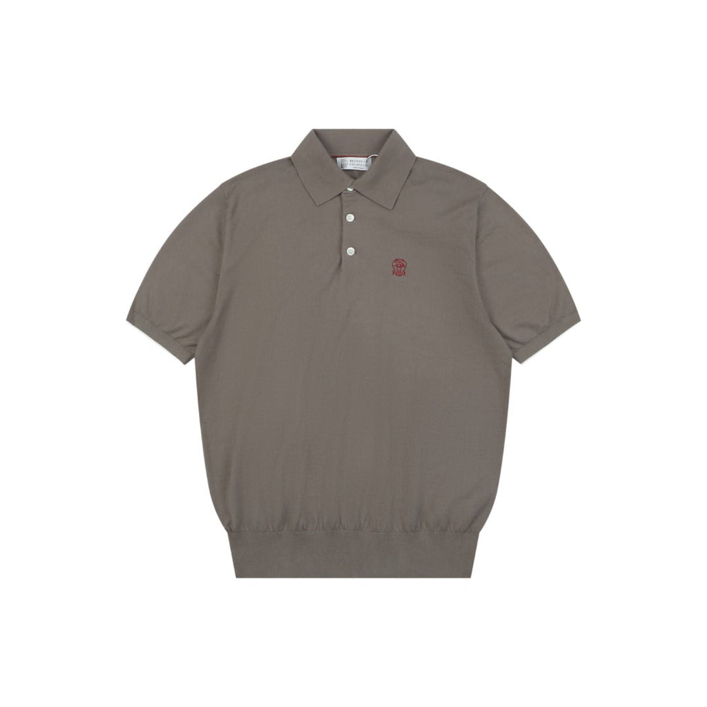 Berluti Red Label Jacquard Polo Short Sleeve Shirt — Khaki Brown