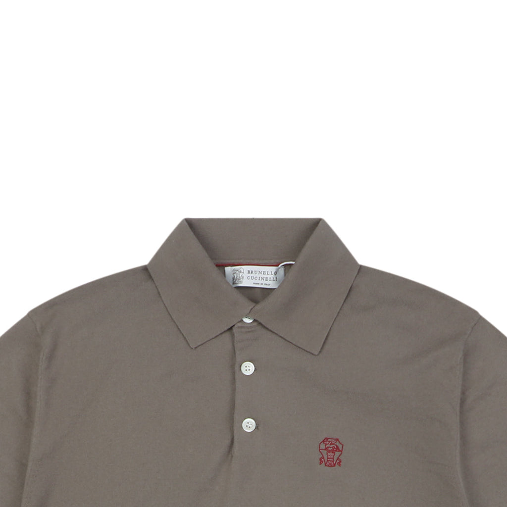 Berluti Red Label Jacquard Polo Short Sleeve Shirt — Khaki Brown