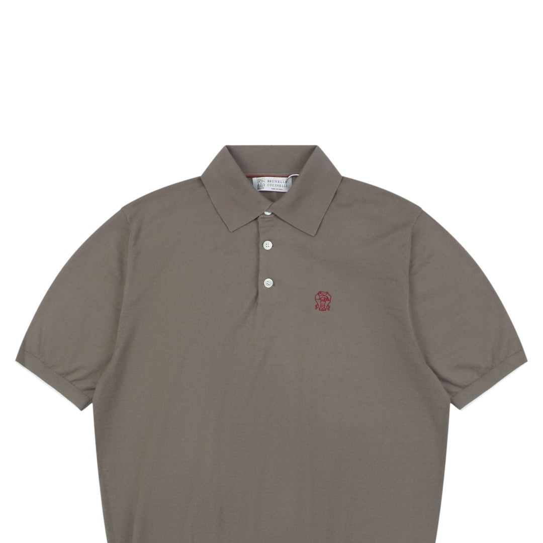 Berluti Red Label Jacquard Polo Short Sleeve Shirt — Khaki Brown