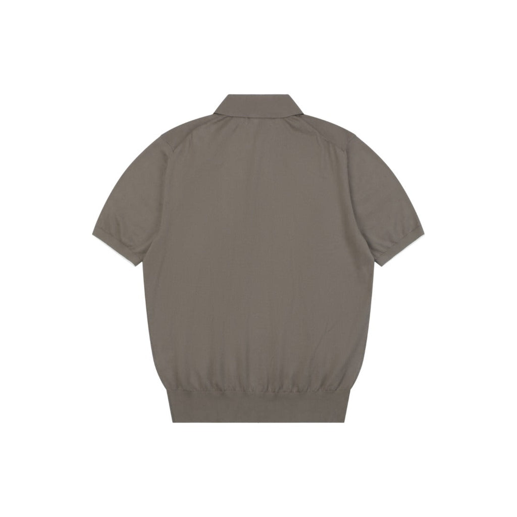Berluti Red Label Jacquard Polo Short Sleeve Shirt — Khaki Brown