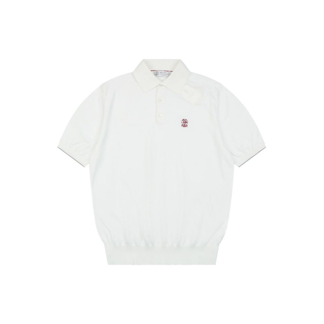 Berluti Red Label Jacquard Polo Short Sleeve Shirt — White