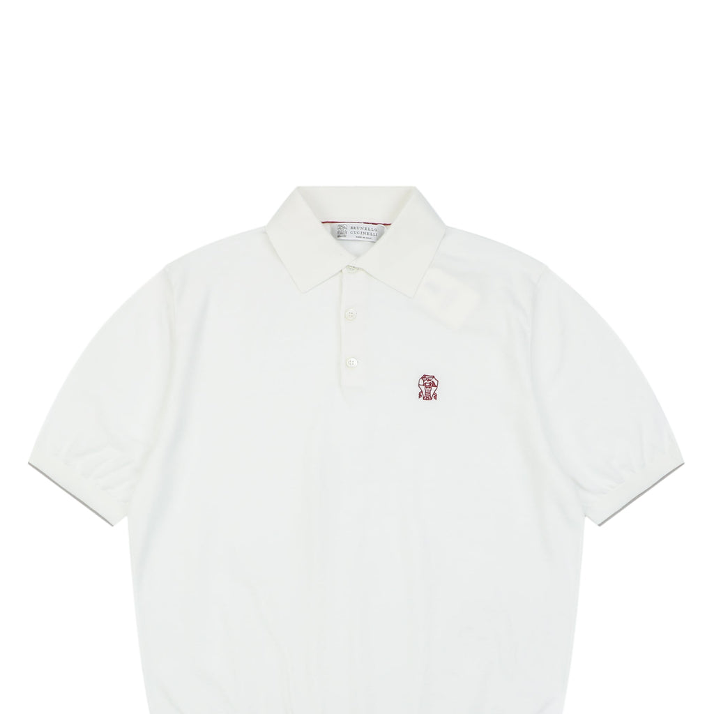 Berluti Red Label Jacquard Polo Short Sleeve Shirt — White