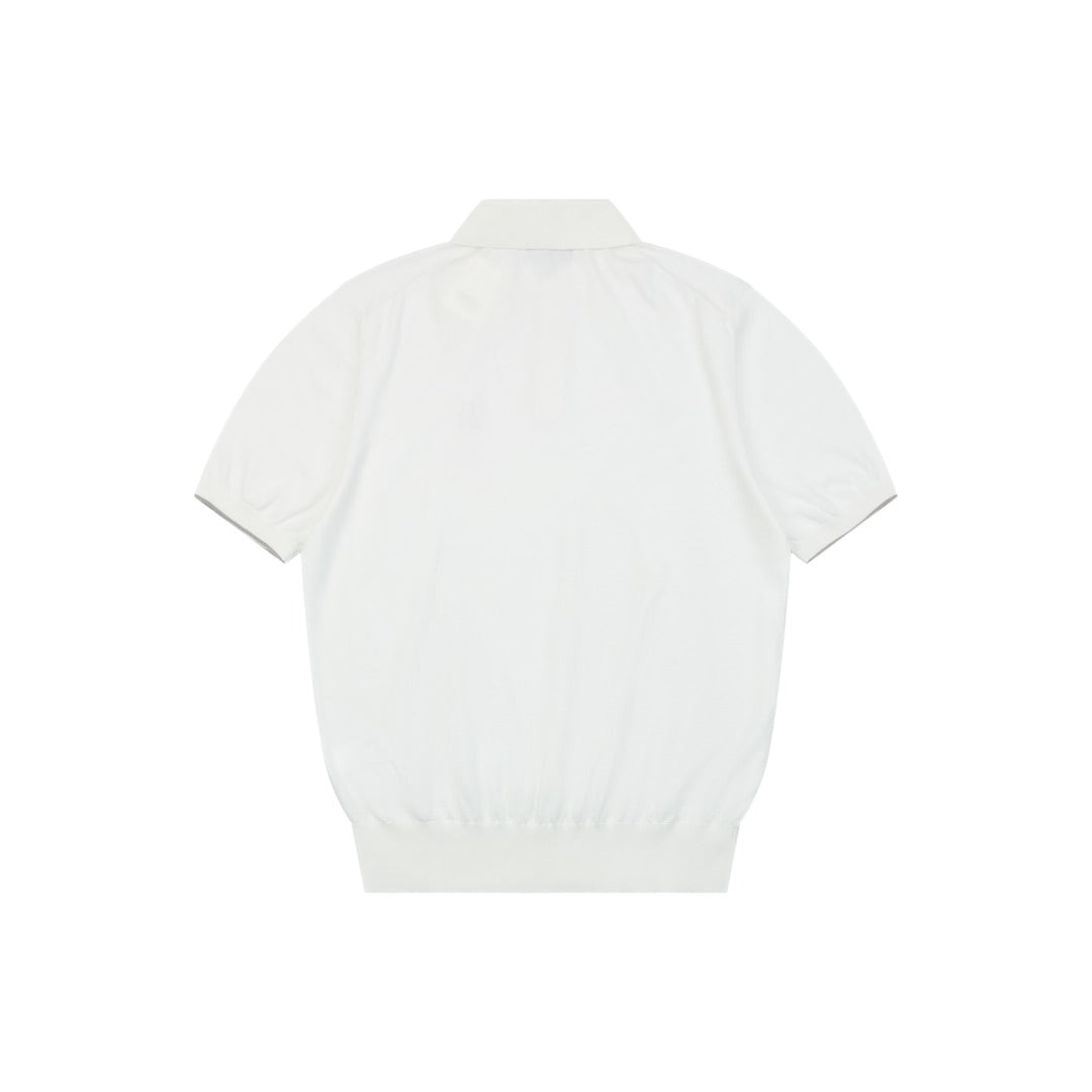 Berluti Red Label Jacquard Polo Short Sleeve Shirt — White