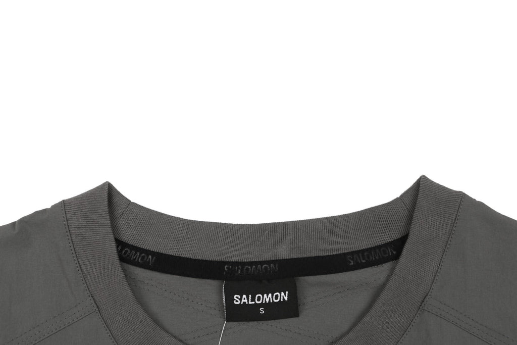 Salomon Racing Flag Zip Pocket Short Sleeve Tee — Grey