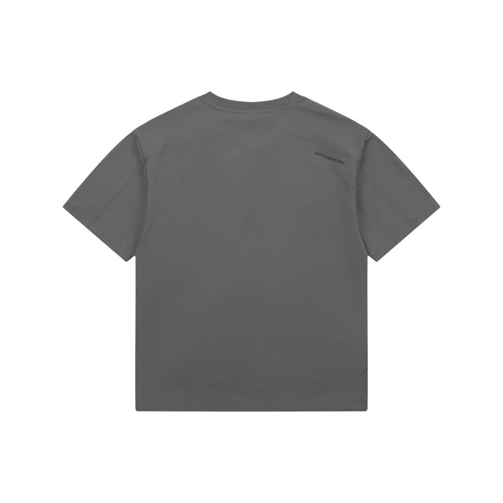 Salomon Racing Flag Zip Pocket Short Sleeve Tee — Grey