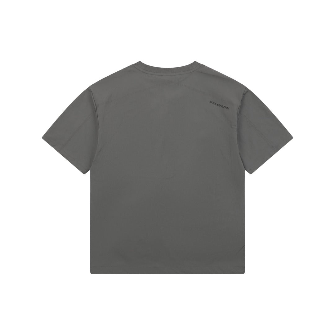 Salomon Racing Flag Zip Pocket Short Sleeve Tee — Grey
