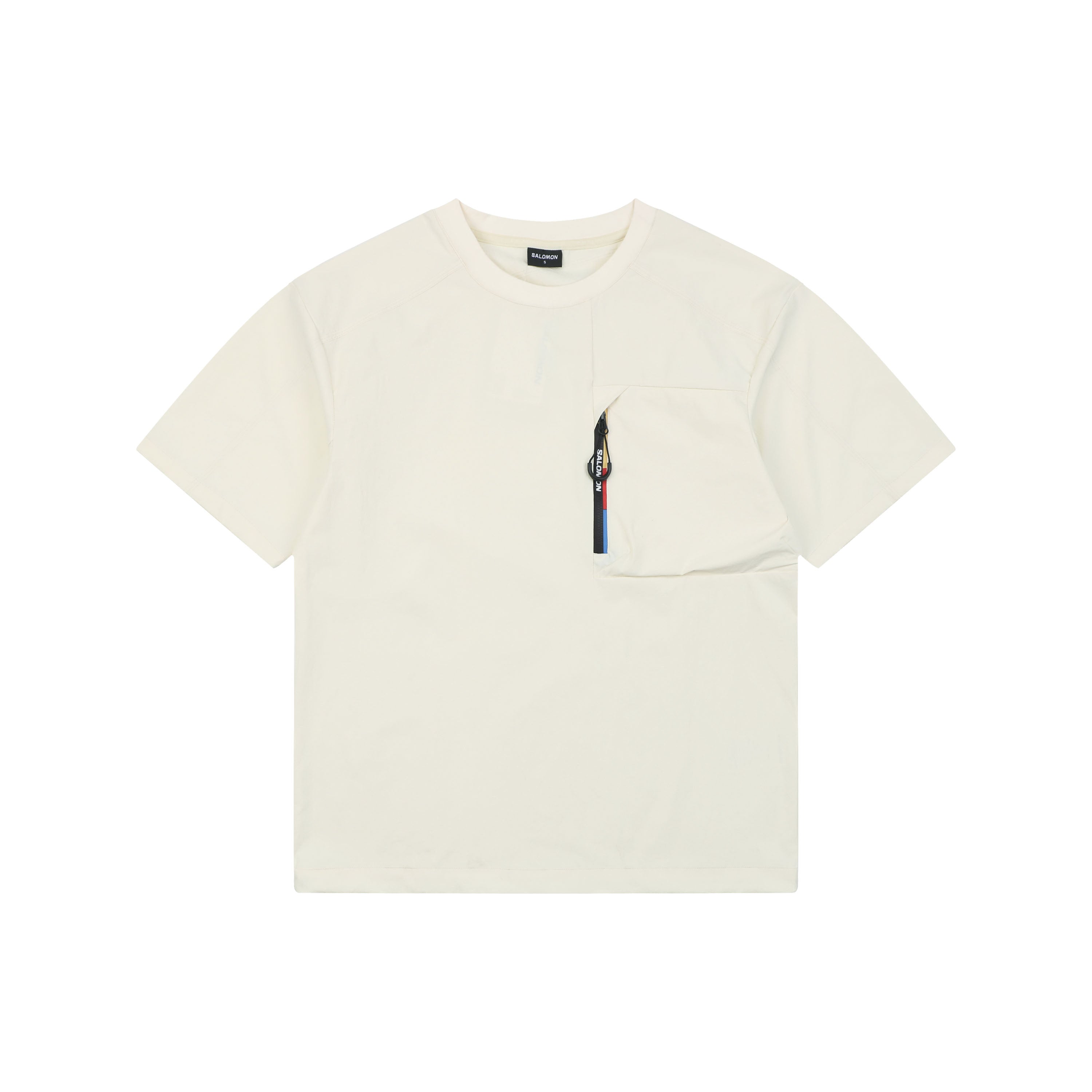 Salomon Racing Flag Zip Pocket Short Sleeve Tee — Beige