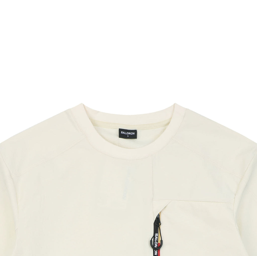 Salomon Racing Flag Zip Pocket Short Sleeve Tee — Beige