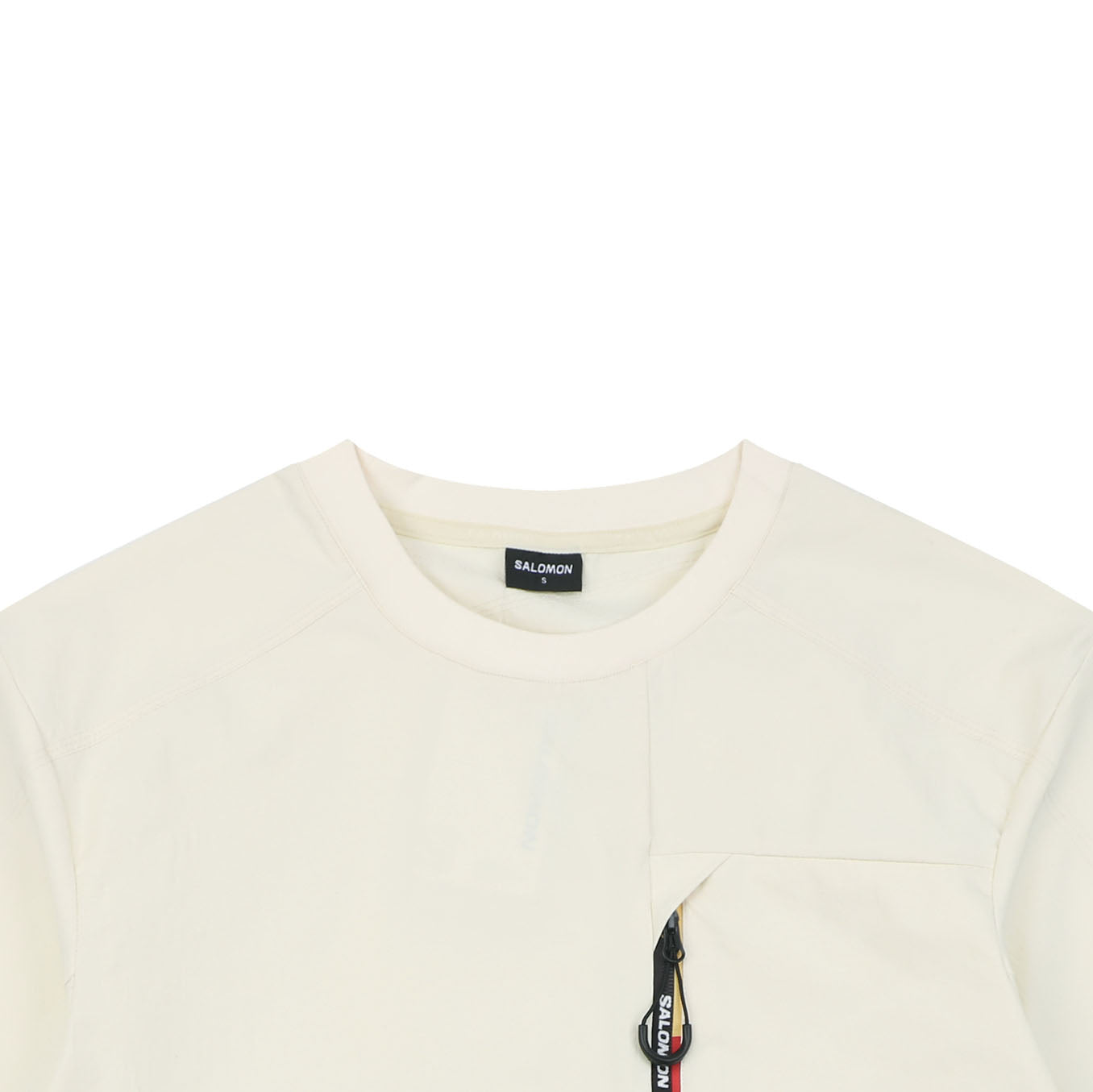 Salomon Racing Flag Zip Pocket Short Sleeve Tee — Beige
