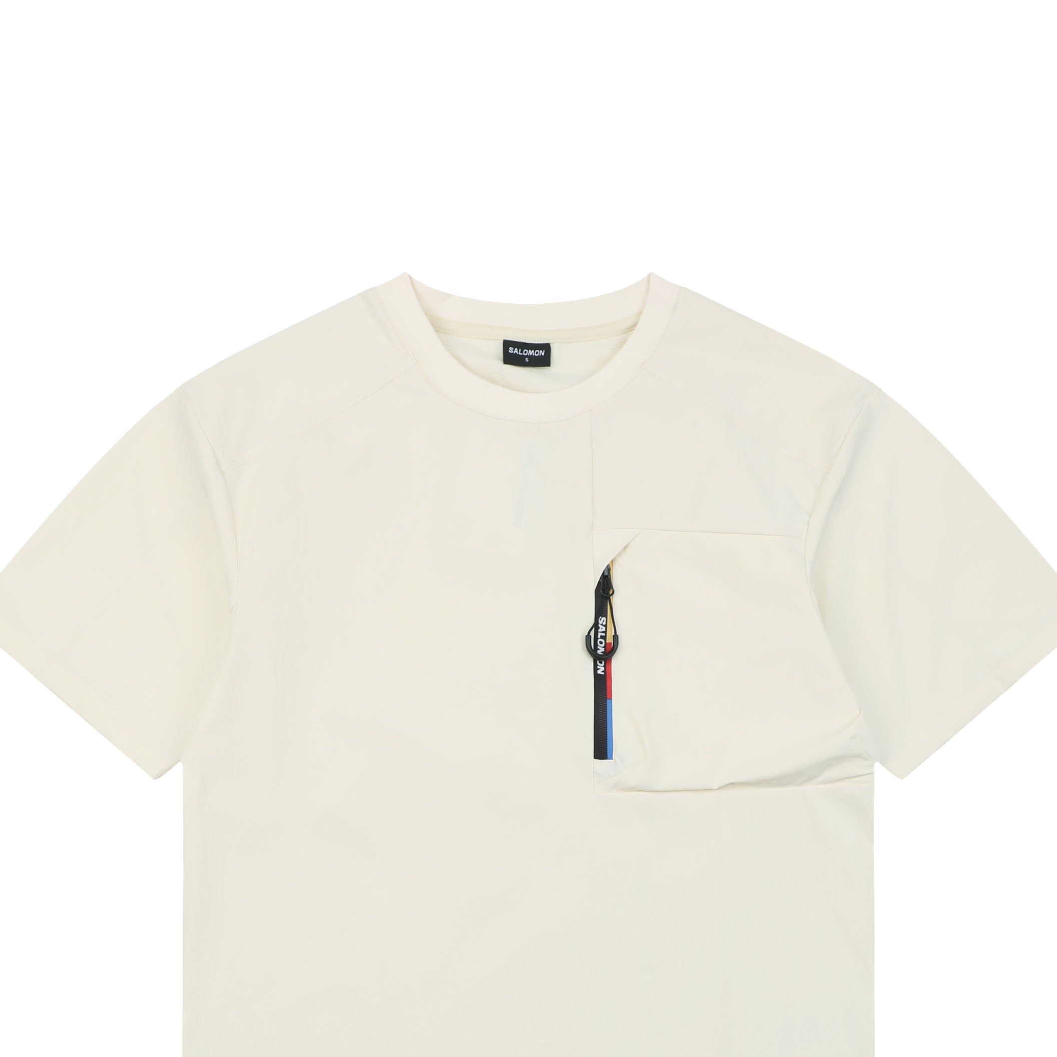 Salomon Racing Flag Zip Pocket Short Sleeve Tee — Beige