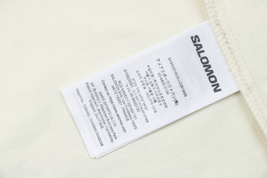 Salomon Racing Flag Zip Pocket Short Sleeve Tee — Beige